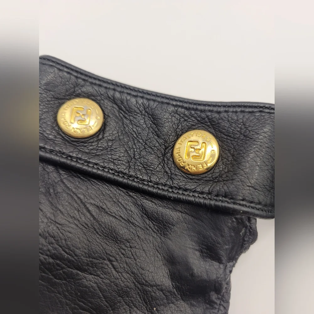 Fendi Leather Double F Emblem Gloves